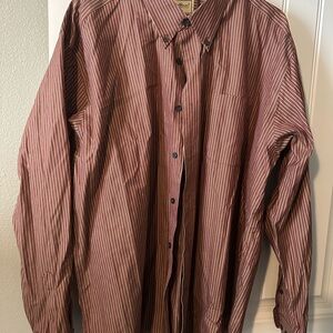 Eddie Bauer Men's Burgundy Striped Button Down Shirt
